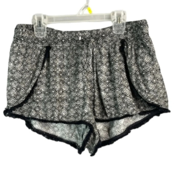 AMERICAN EAGLE Printed Bloomer Shorts Black White Fringed Elastic Drawstring M - Picture 2 of 10
